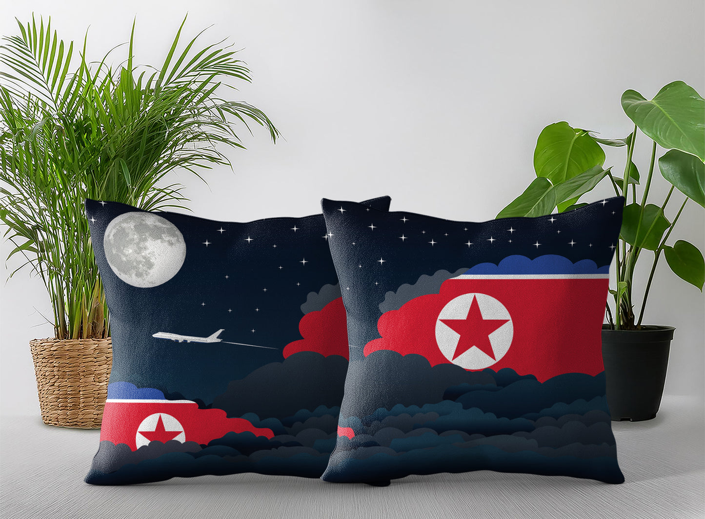 Korea North Night Clouds Pillow Case and Pillow Throw
