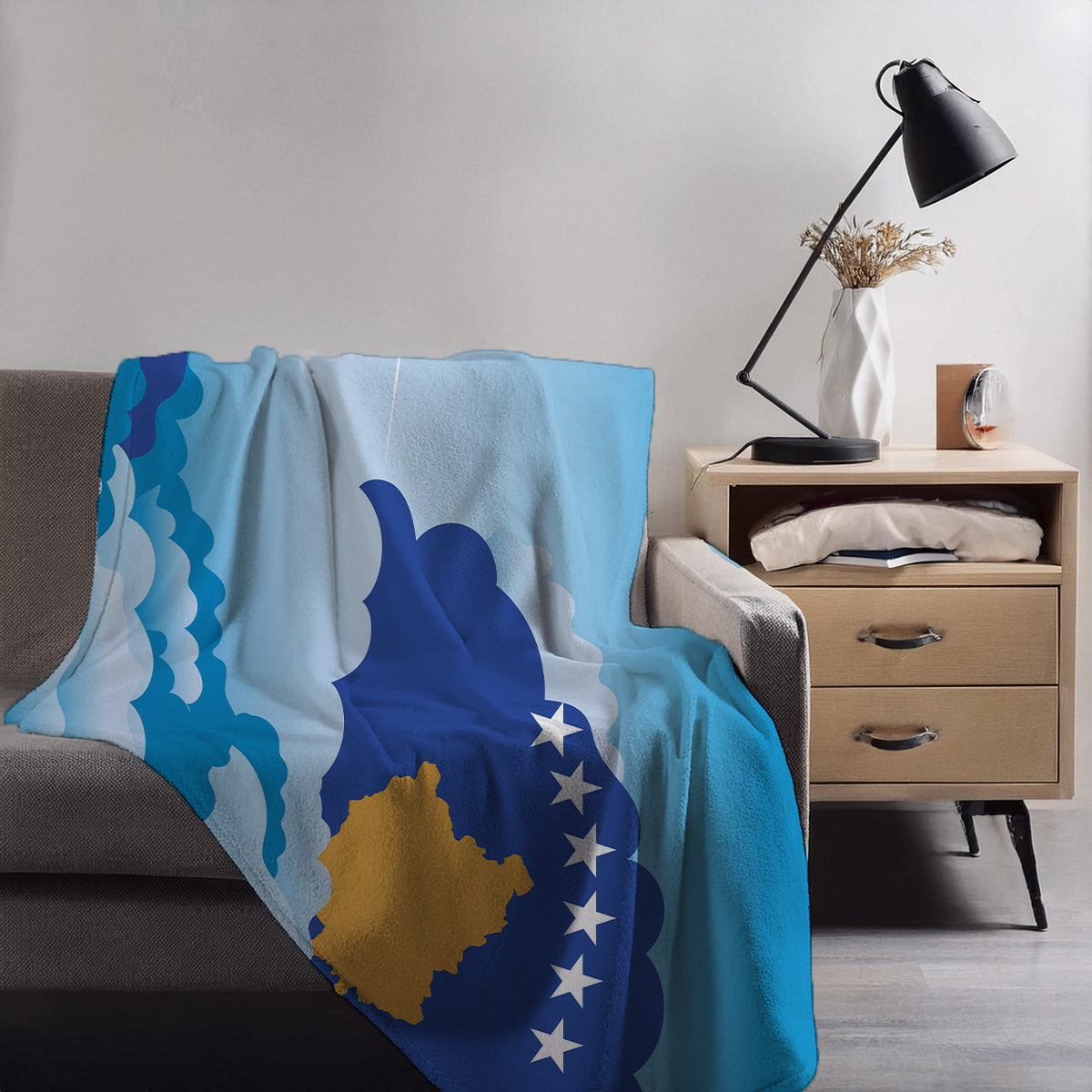 Kosovo Day Clouds Blanket Throw