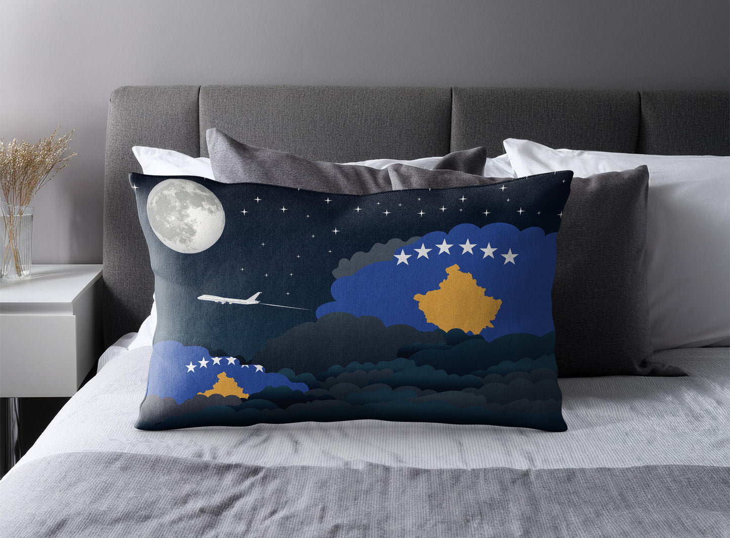 Kosovo Night Clouds Pillow Case and Pillow Throw