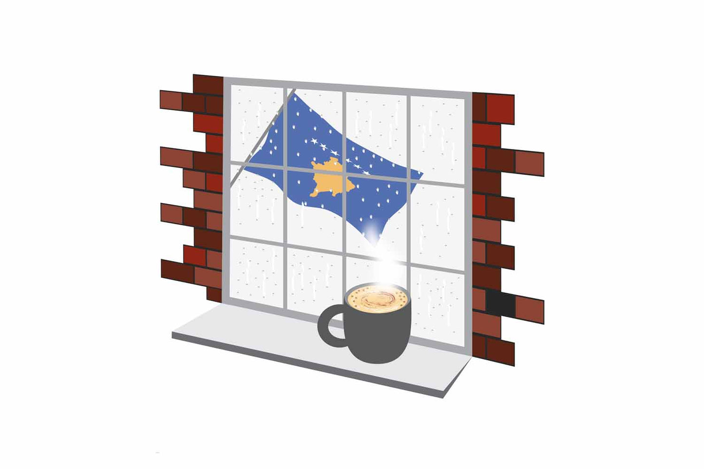 Kosovo Coffee Rain Window Fridge Magnet