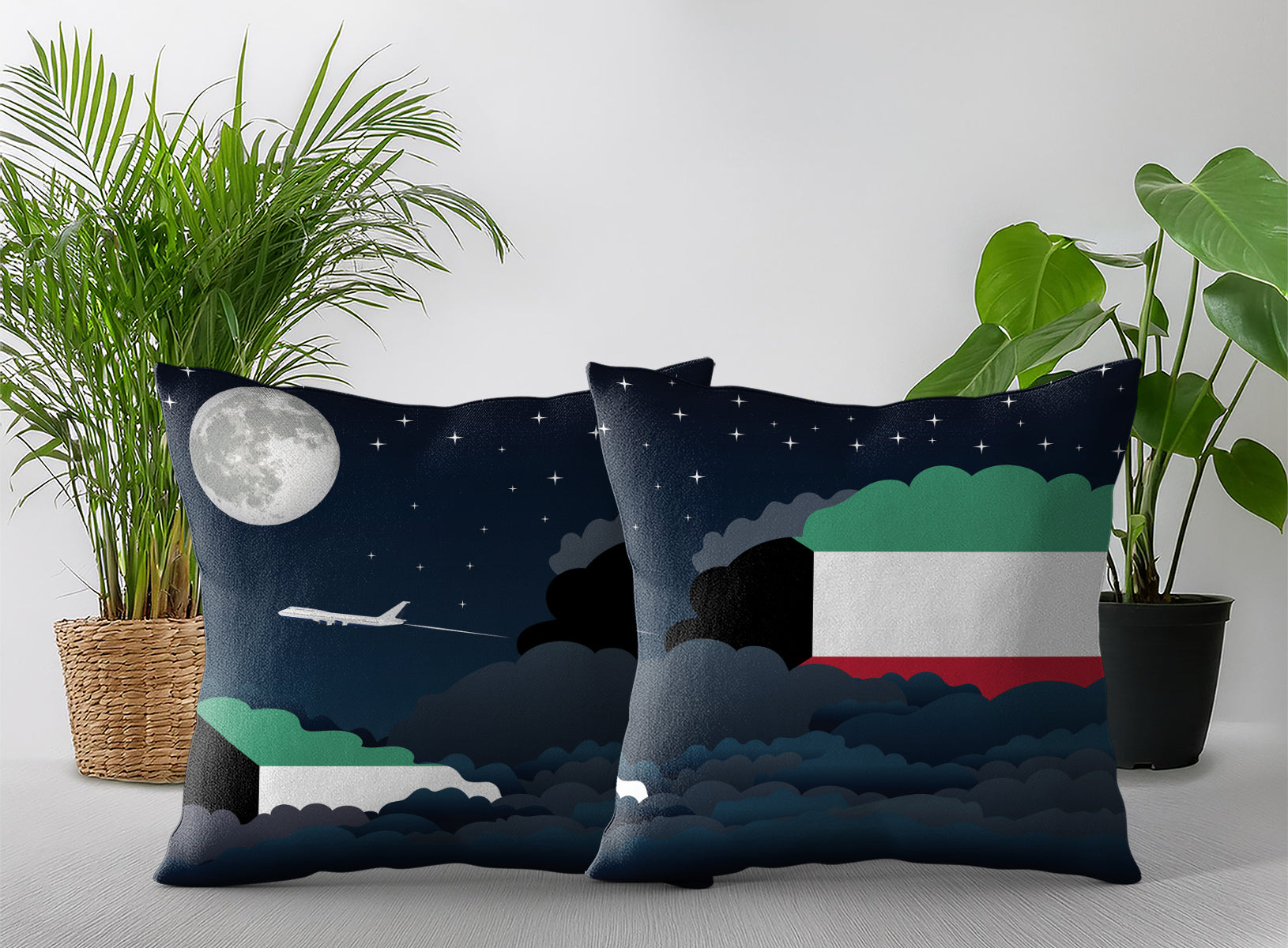 Kuwait Night Clouds Pillow Case and Pillow Throw