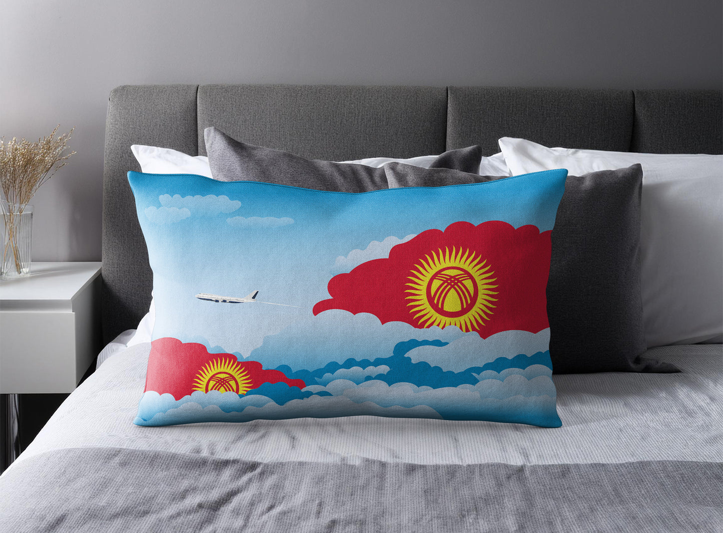 Kyrgyzstan Day Clouds Pillow Case and Pillow Throw