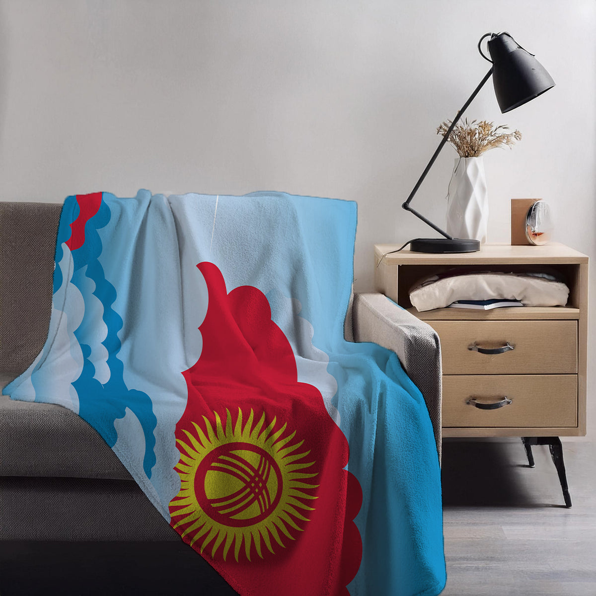 Kyrgyzstan Day Clouds Blanket Throw