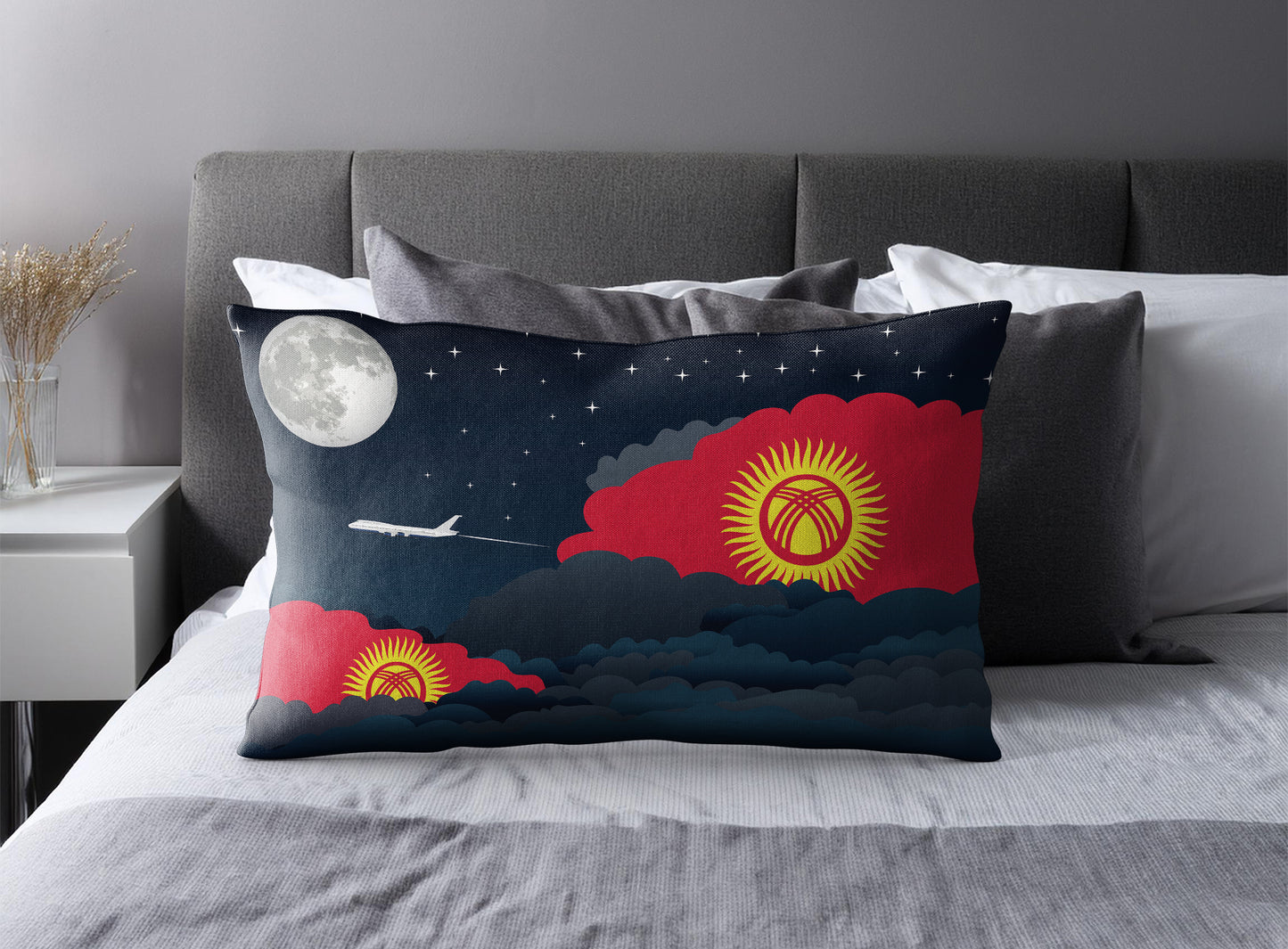 Kyrgyzstan Night Clouds Pillow Case and Pillow Throw