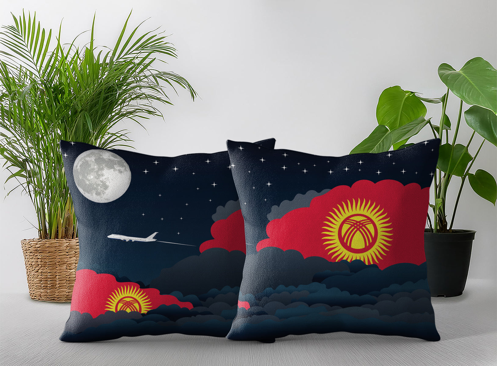 Kyrgyzstan Night Clouds Pillow Case and Pillow Throw