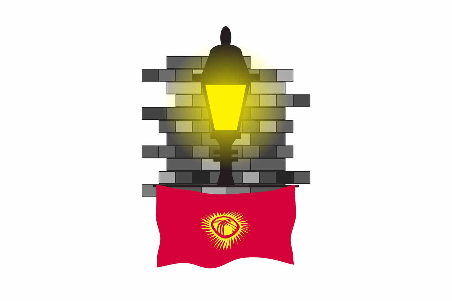 Kyrgyzstan Street Lamp Bricks Fridge Magnet