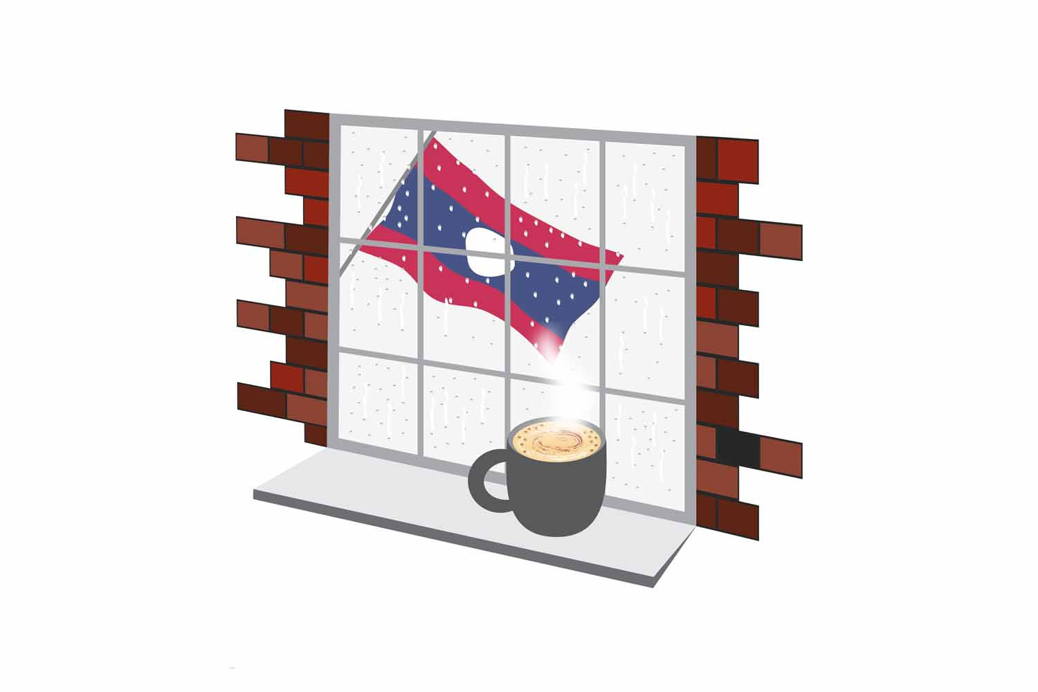 Laos Coffee Rain Window Fridge Magnet