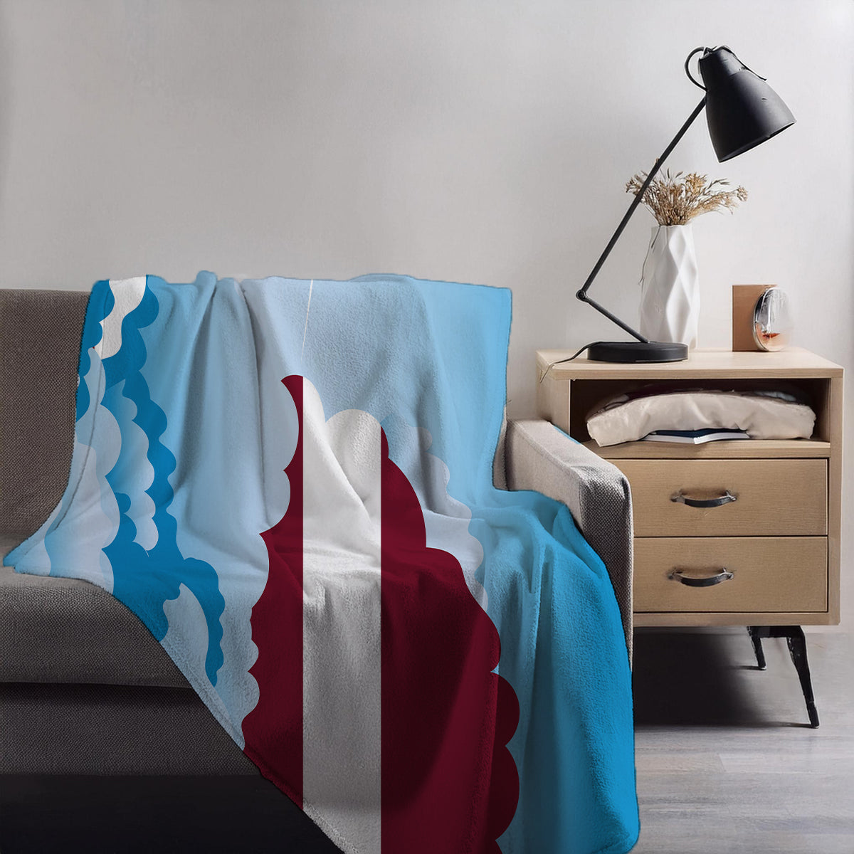 Latvia Day Clouds Blanket Throw