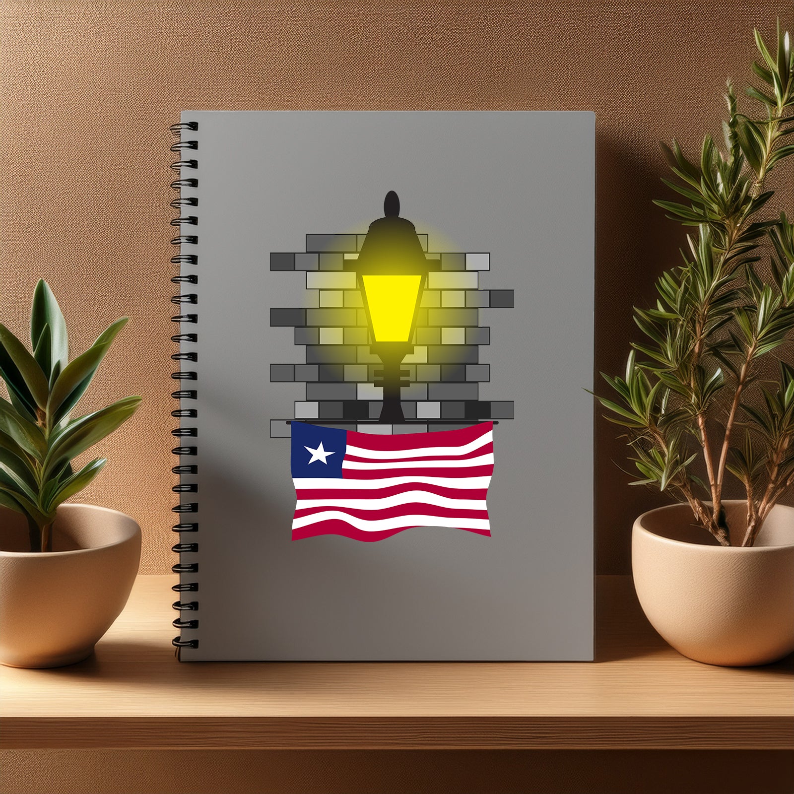 Liberia  Street Lamp Bricks Notebook