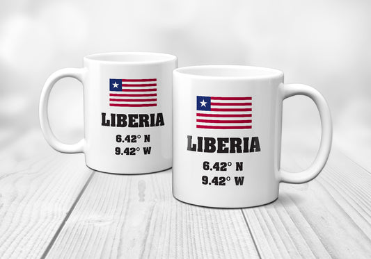 Liberia Laitutude Longitude Mug
