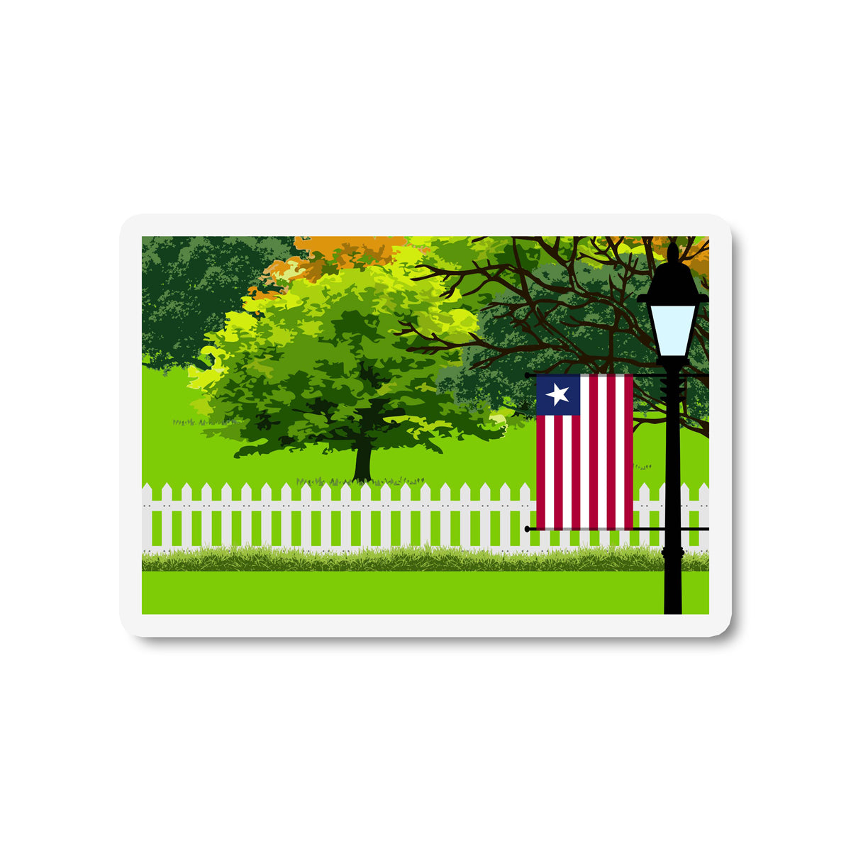 Liberia Trees Street Lamp Fridge Magnet