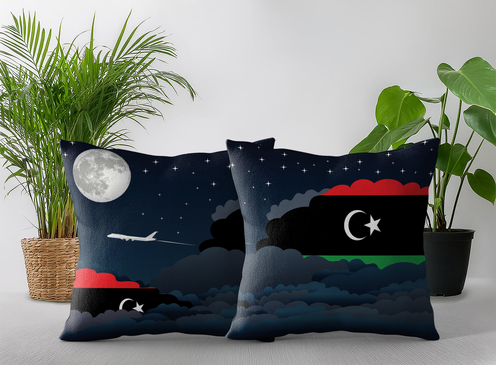 Libya Night Clouds Pillow Case and Pillow Throw