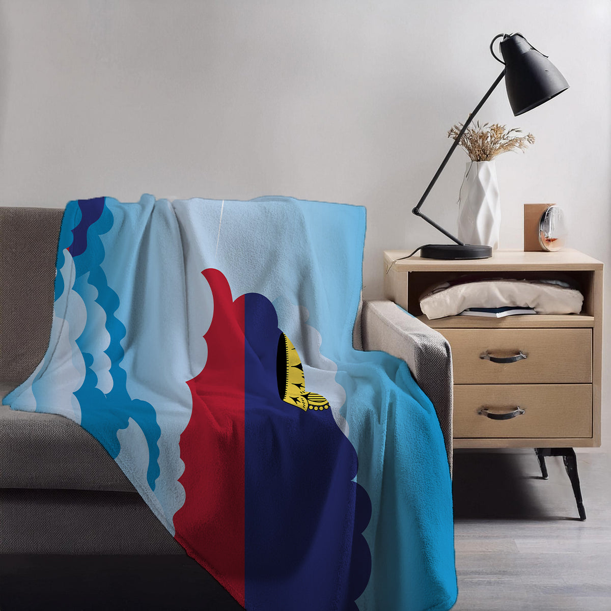 Liechtenstein Day Clouds Blanket Throw