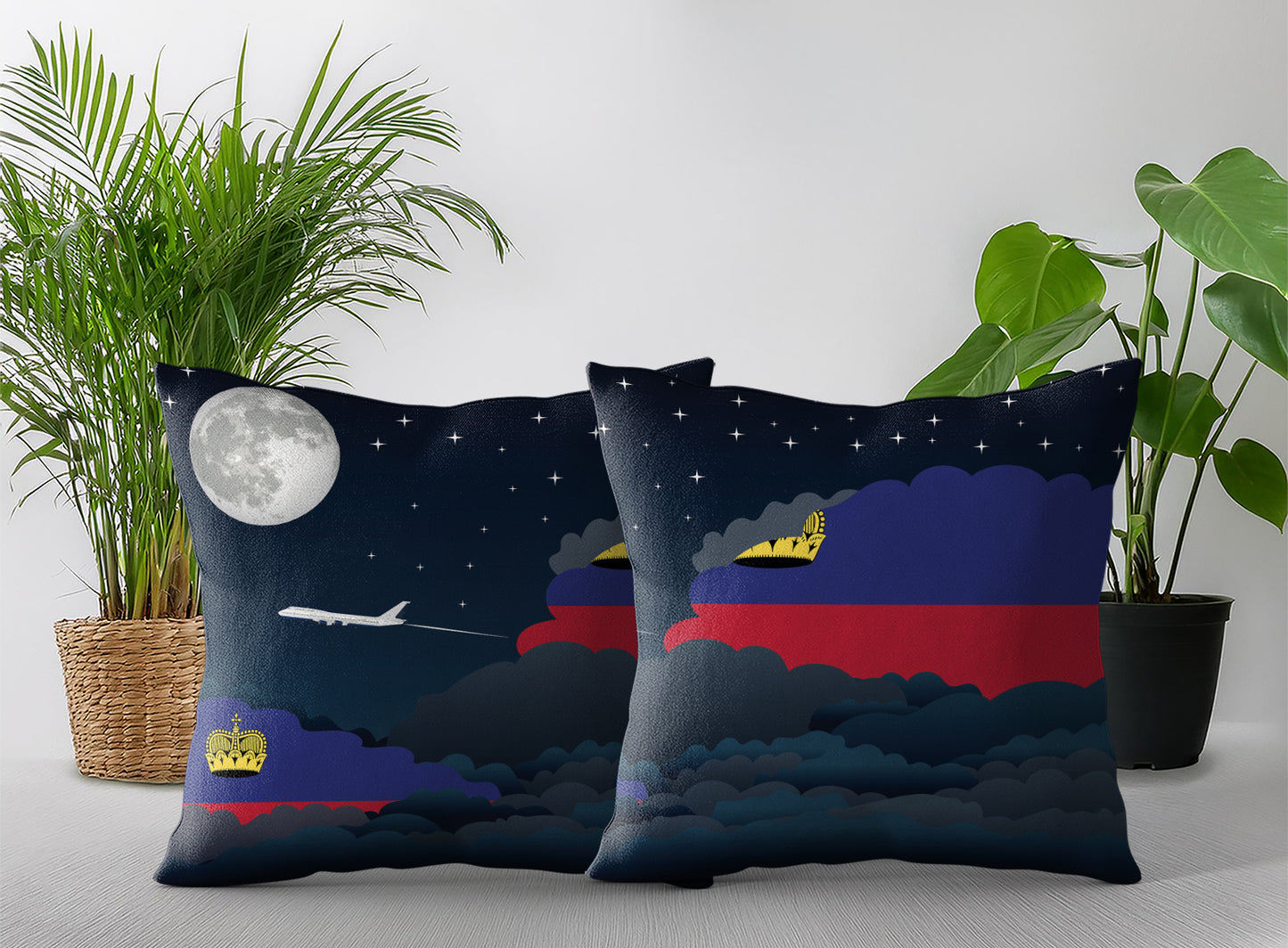 Liechtenstein Night Clouds Pillow Case and Pillow Throw