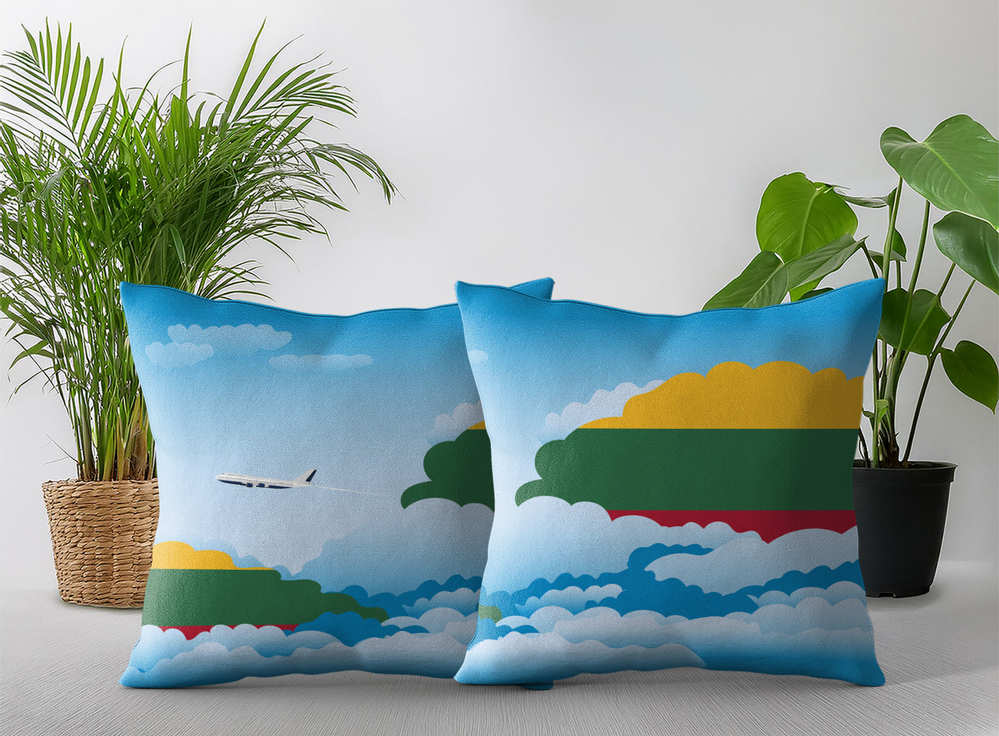 Lithuania Day Clouds Pillow Case and Pillow Throw