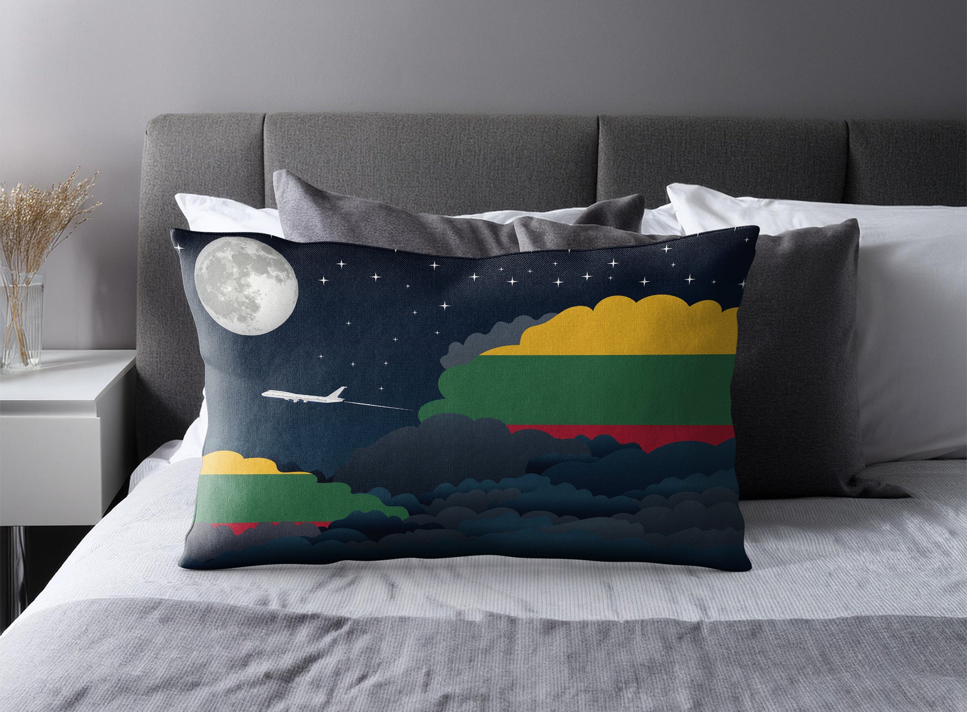 Lithuania Night Clouds Pillow Case and Pillow Throw