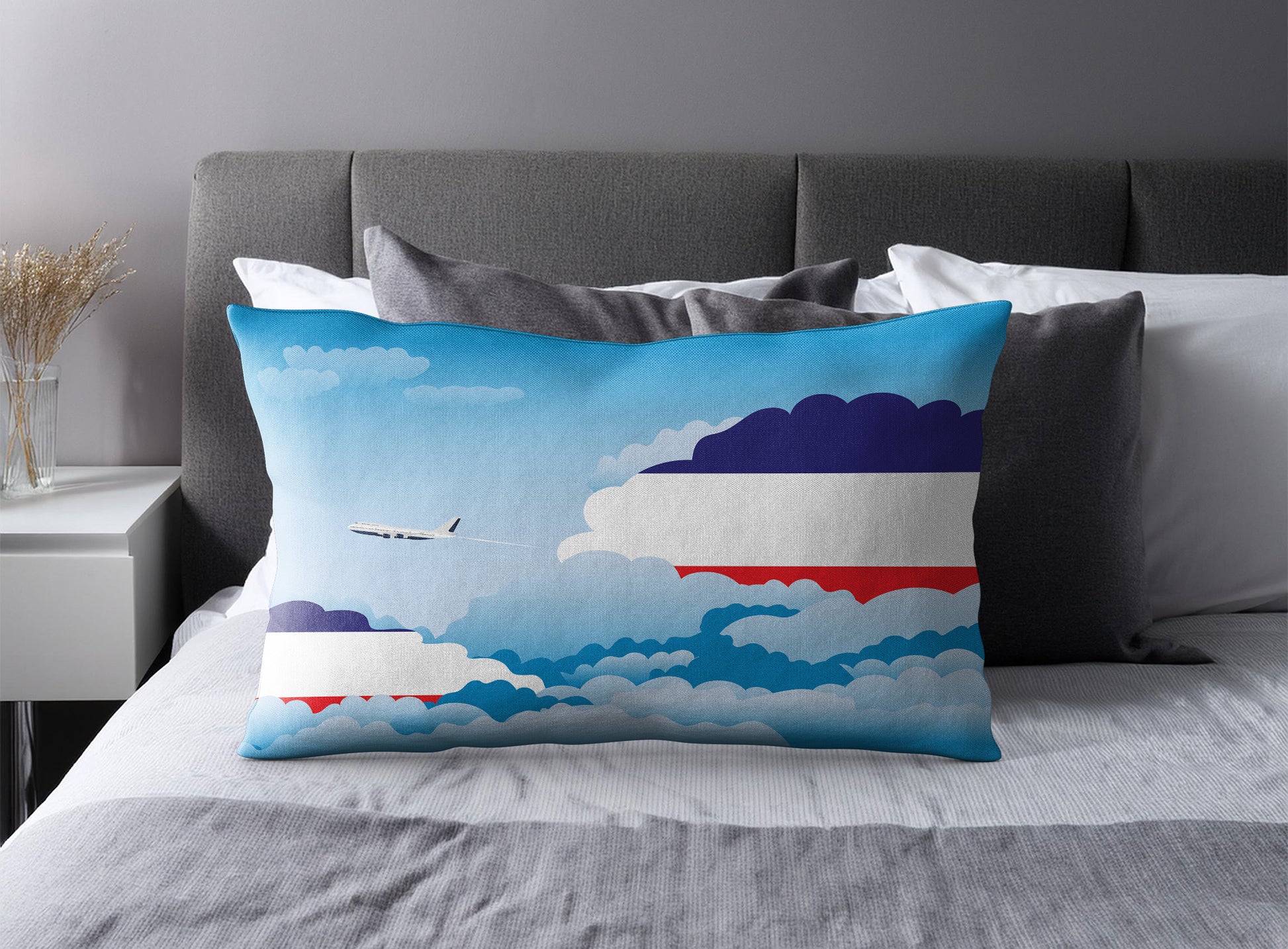 Los Altos Day Clouds Pillow Case and Pillow Throw