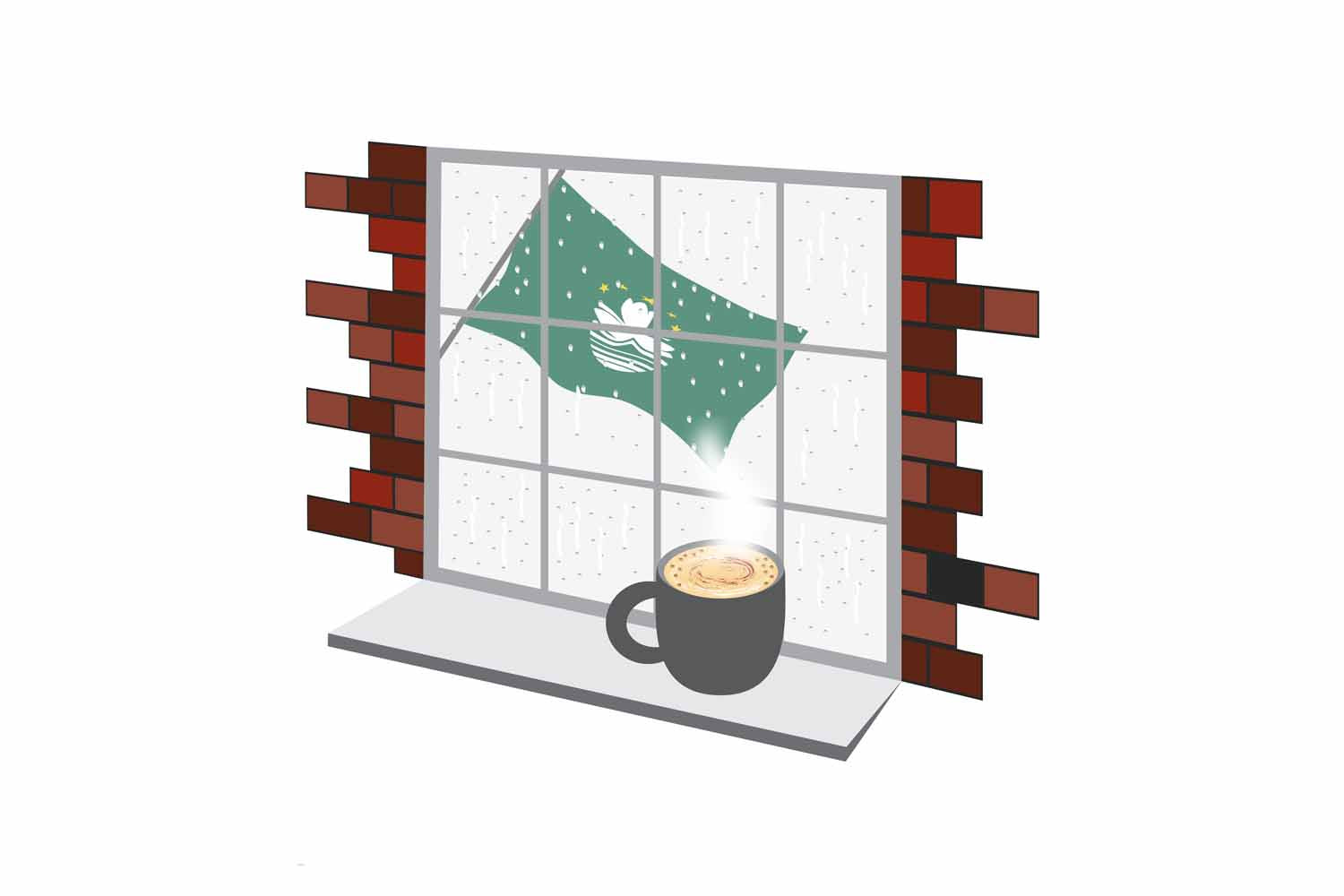 Macau Coffee Rain Window Sticker