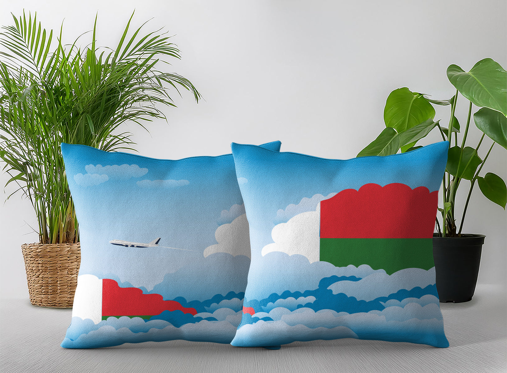 Madagascar Day Clouds Pillow Case and Pillow Throw