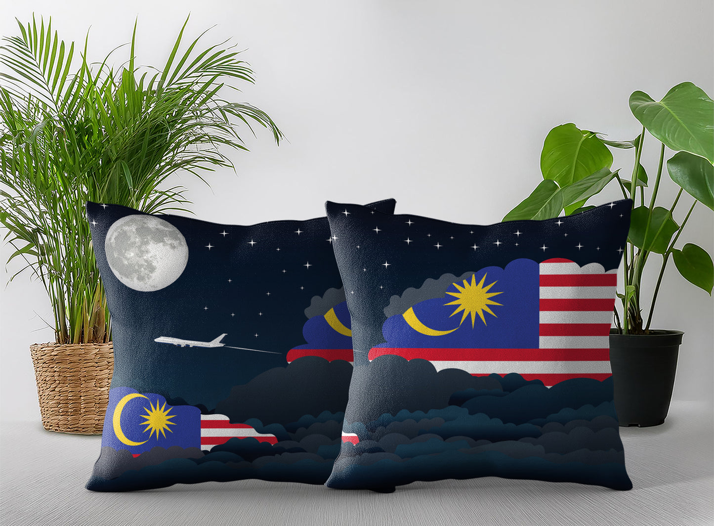 Malaysia Night Clouds Pillow Case and Pillow Throw