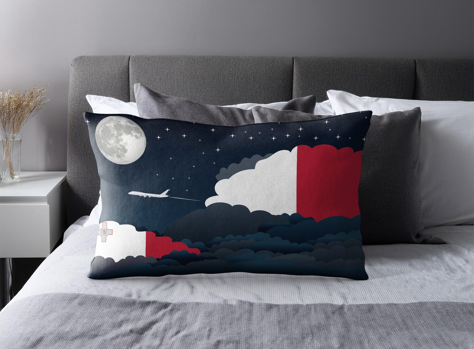 Malta Night Clouds Pillow Case and Pillow Throw