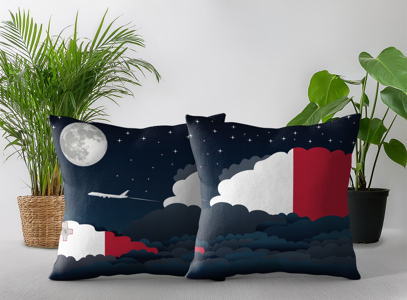 Malta Night Clouds Pillow Case and Pillow Throw