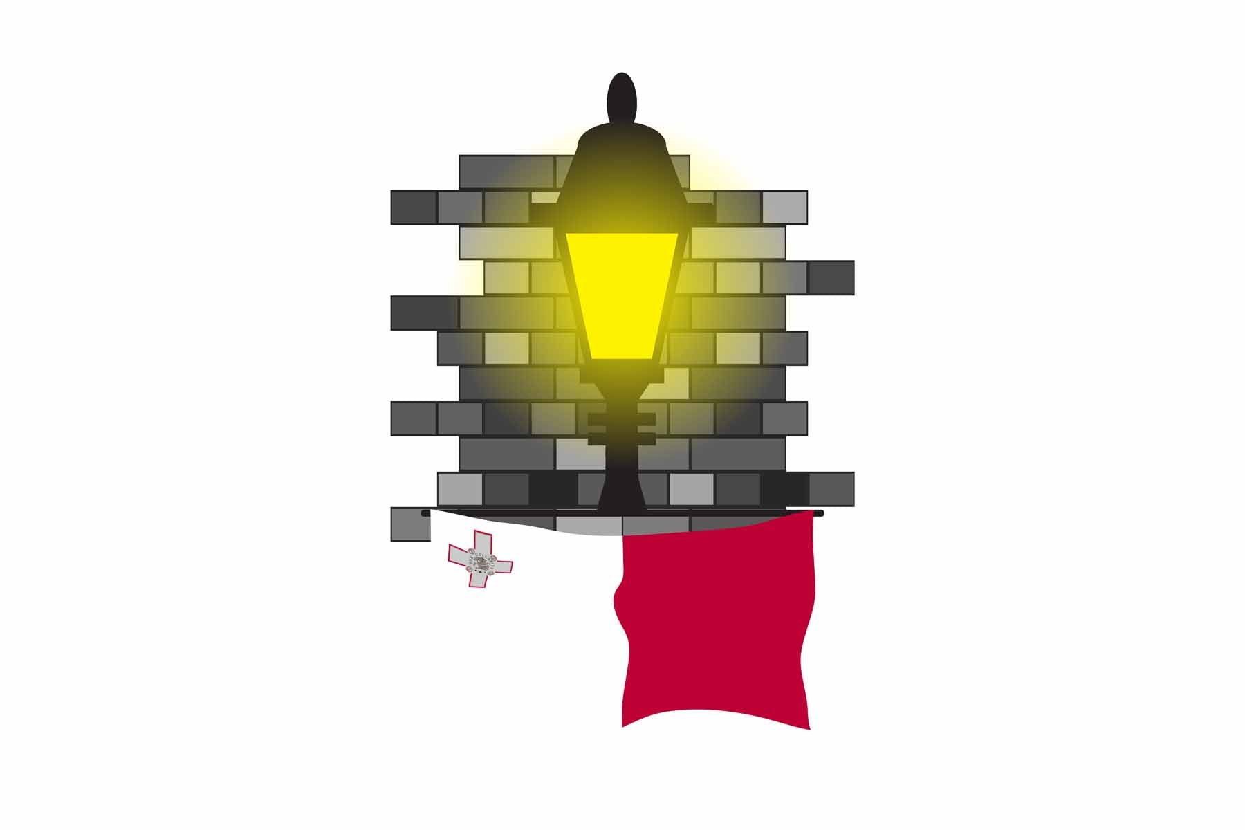 Malta Street Lamp Bricks Fridge Magnet