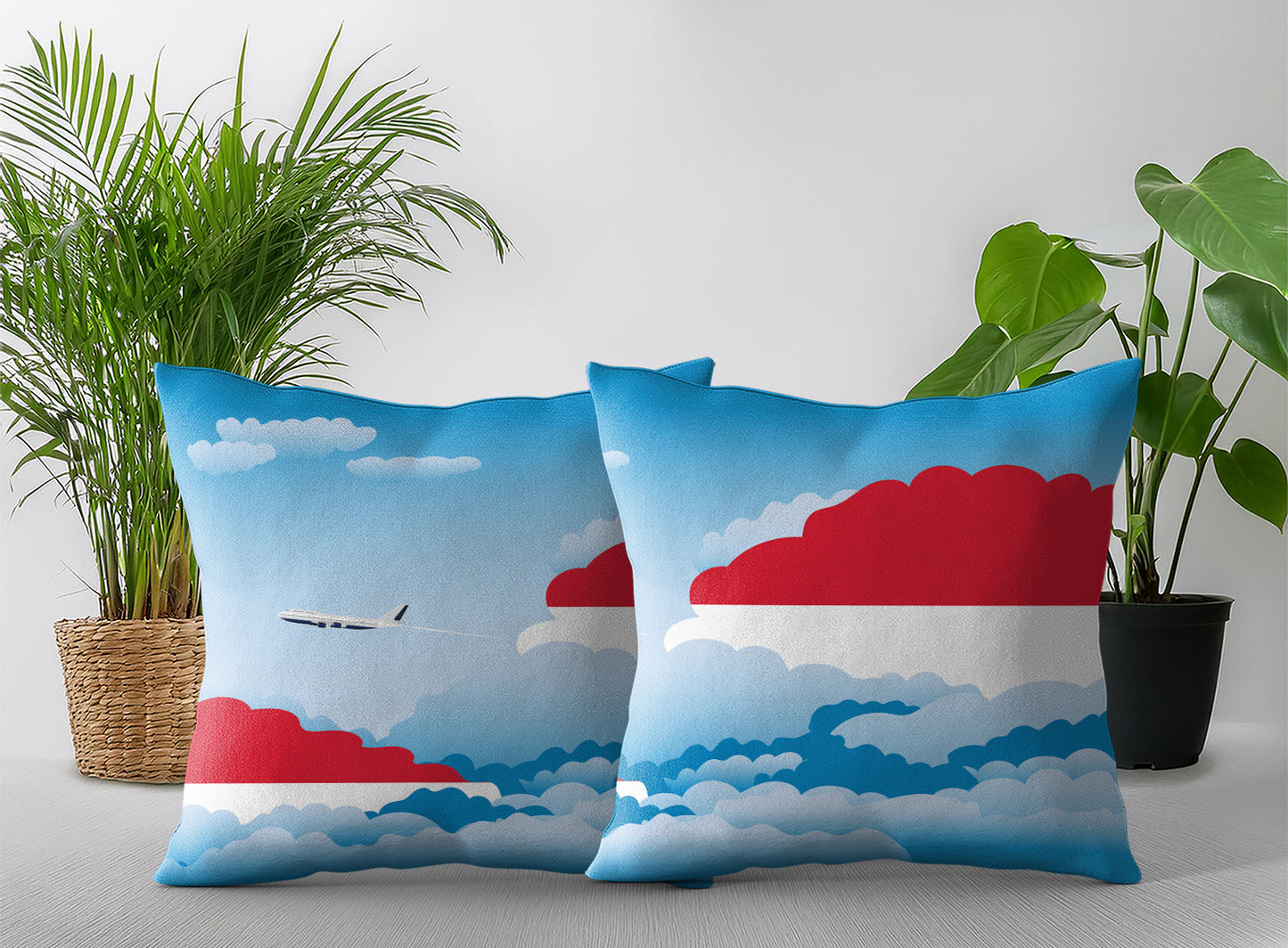 Monaco Day Clouds Pillow Case and Pillow Throw