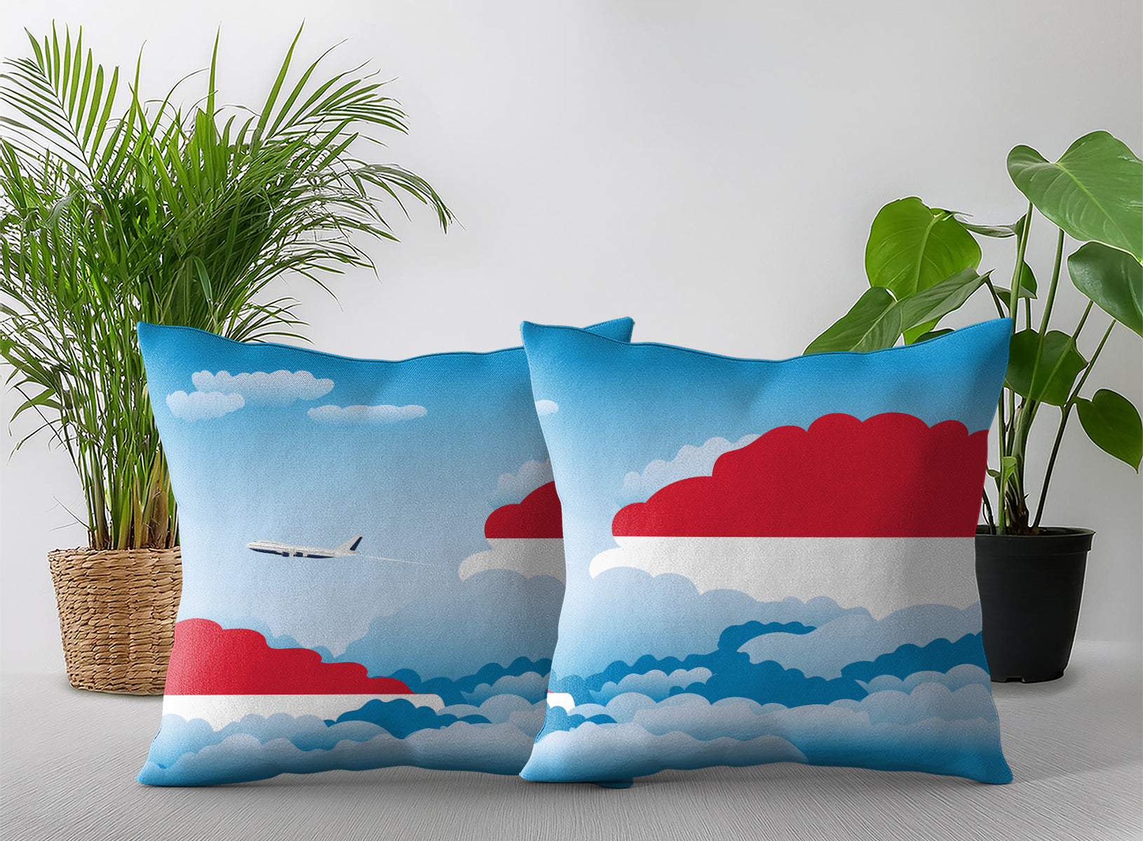 Monaco Day Clouds Pillow Case and Pillow Throw