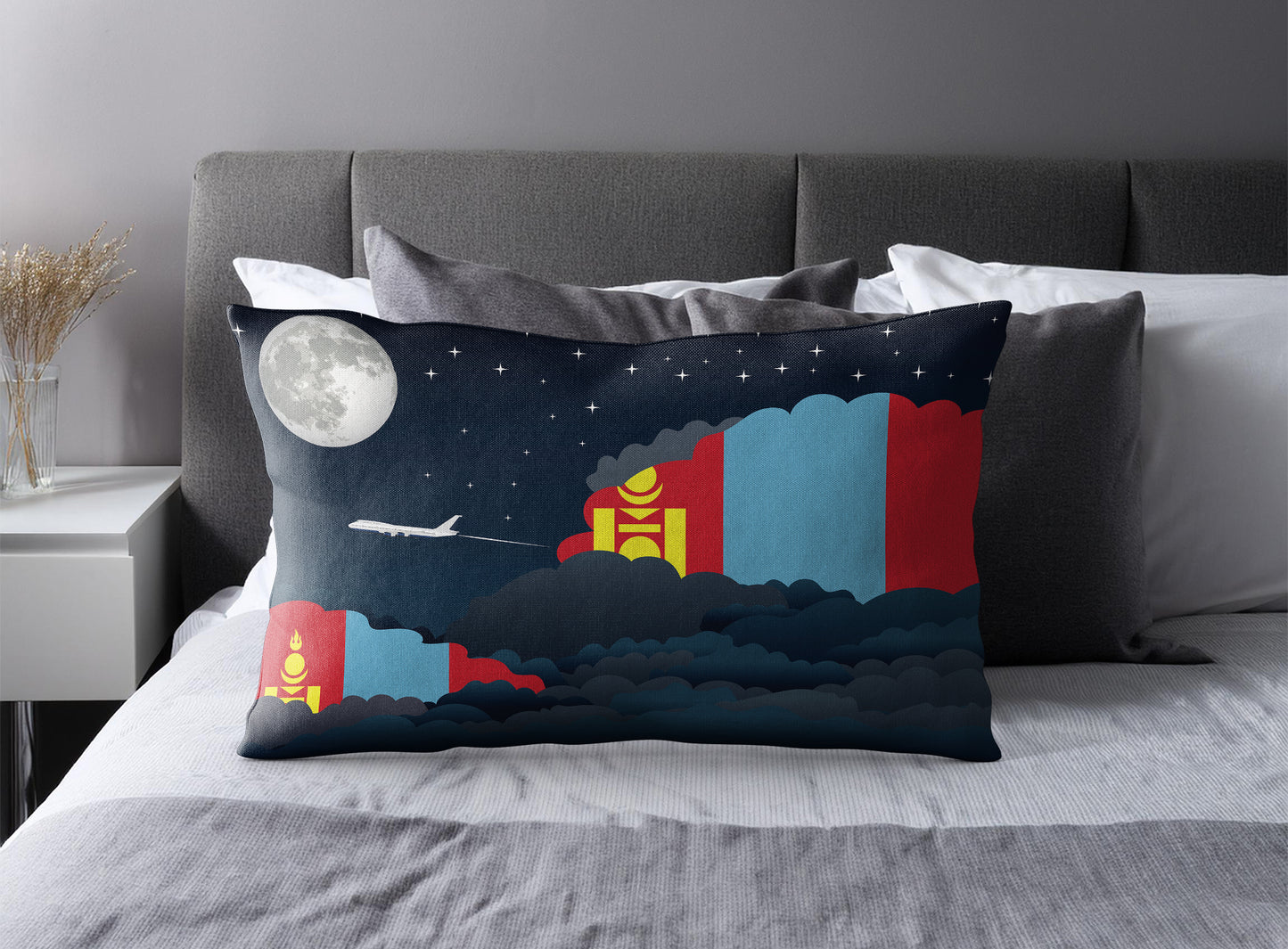 Mongolia Night Clouds Pillow Case and Pillow Throw