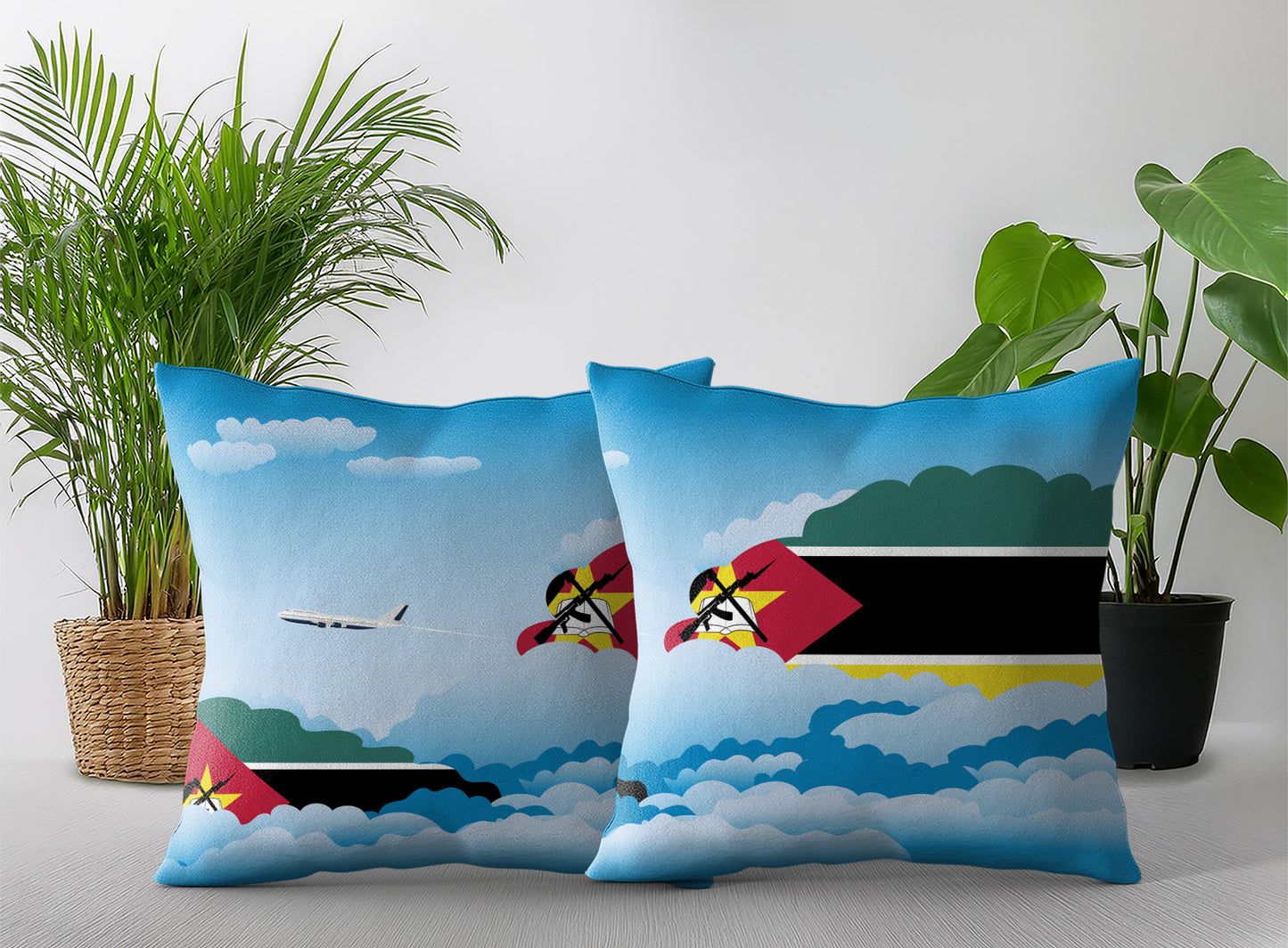 Mozambique Day Clouds Pillow Case and Pillow Throw