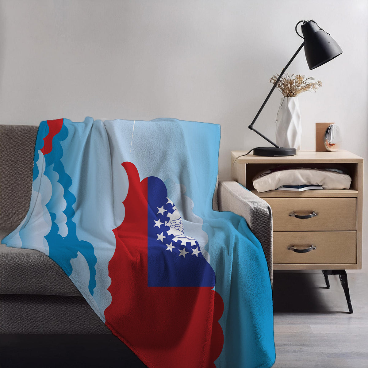 Myanmar Burma Day Clouds Blanket Throw