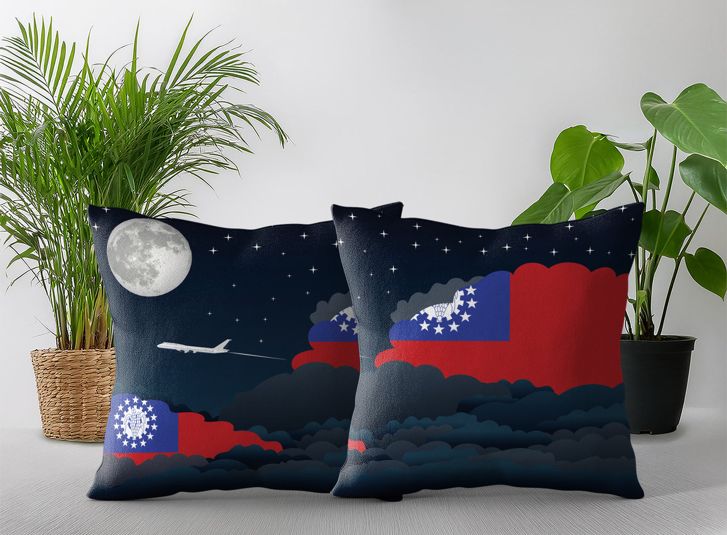 Myanmar Burma Night Clouds Pillow Case and Pillow Throw