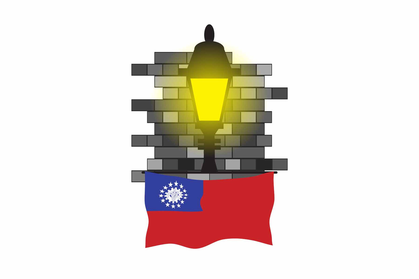 Myanmar Burma Street Lamp Bricks Sticker