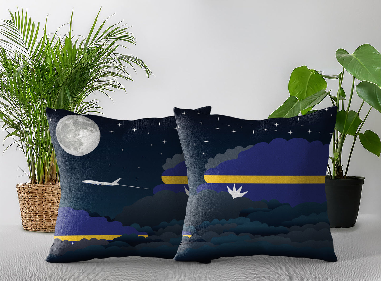 Nauru Night Clouds Pillow Case and Pillow Throw