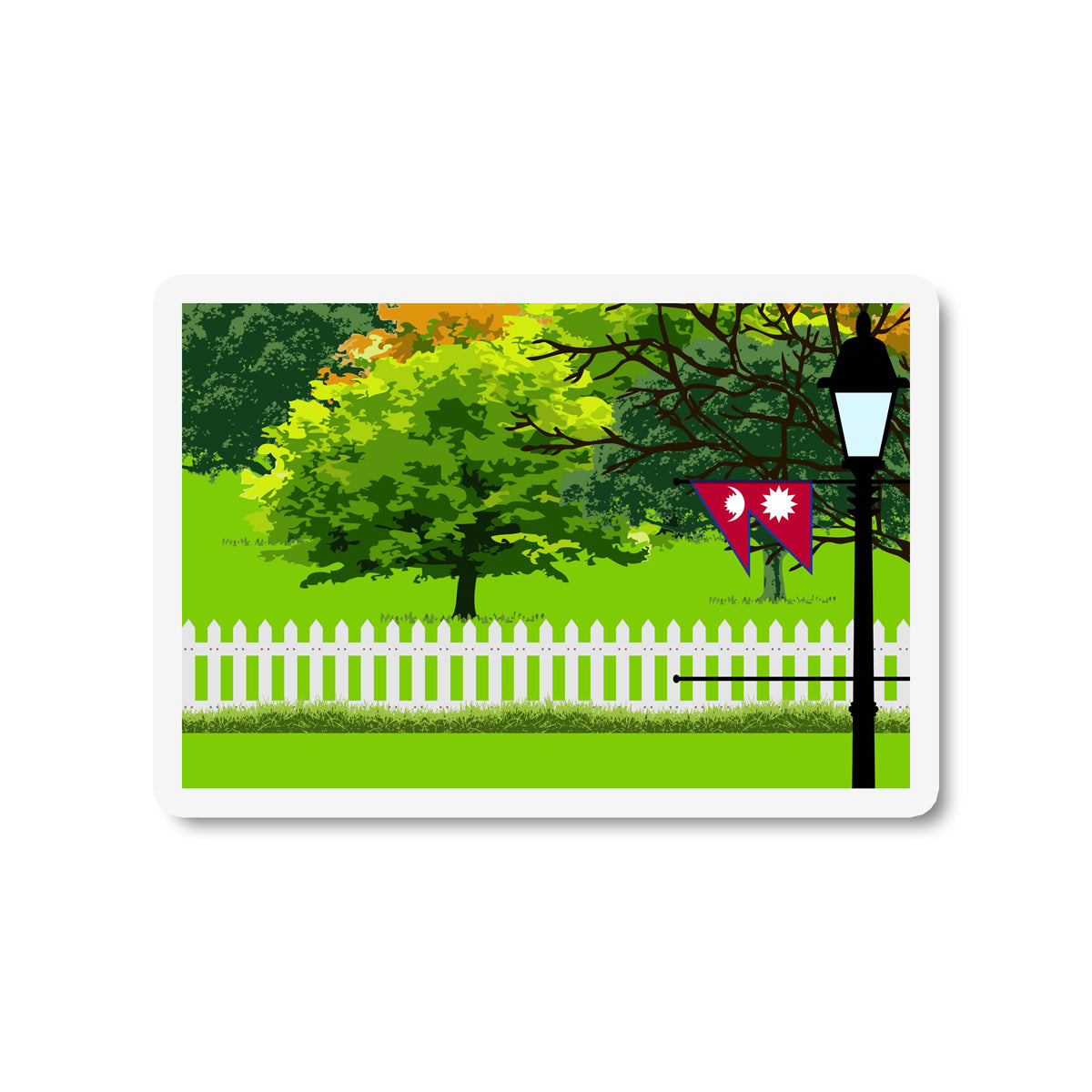 Nepal Trees Street Lamp Fridge Magnet