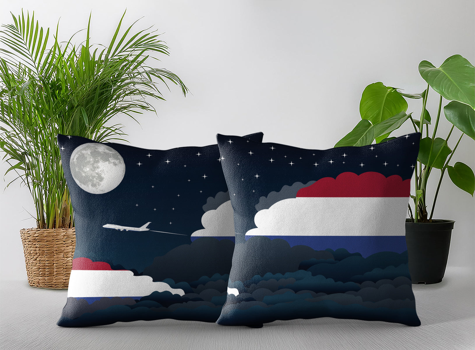 Netherlands Night Clouds Pillow Case and Pillow Throw