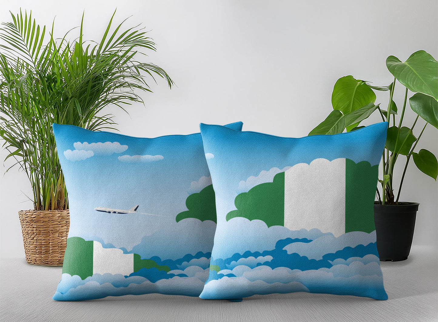 Nigeria Day Clouds Pillow Case and Pillow Throw