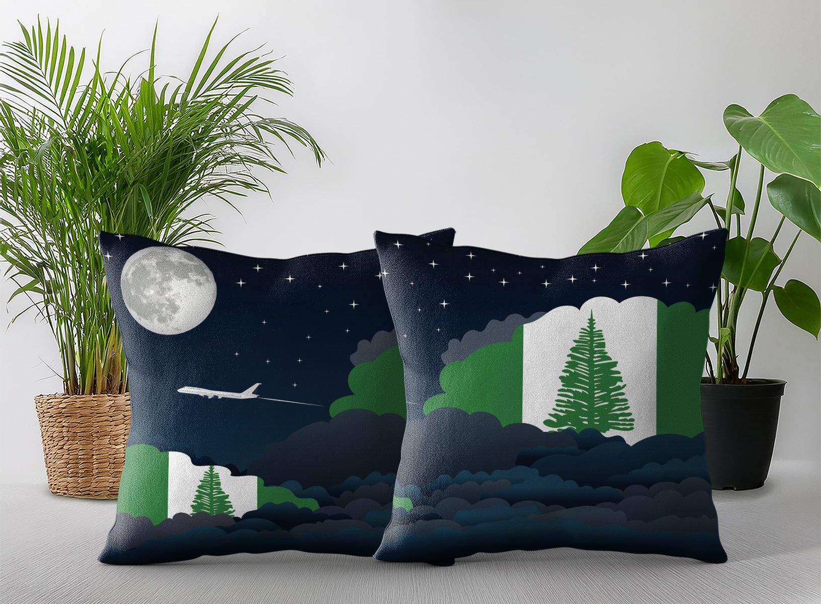 Norfolk Island Night Clouds Pillow Case and Pillow Throw