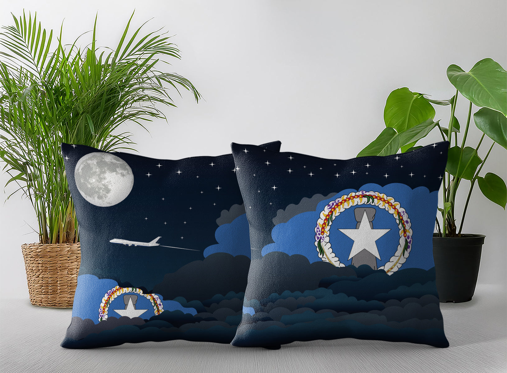 Northern Mariana Islands Night Clouds Pillow Case and Pillow Throw