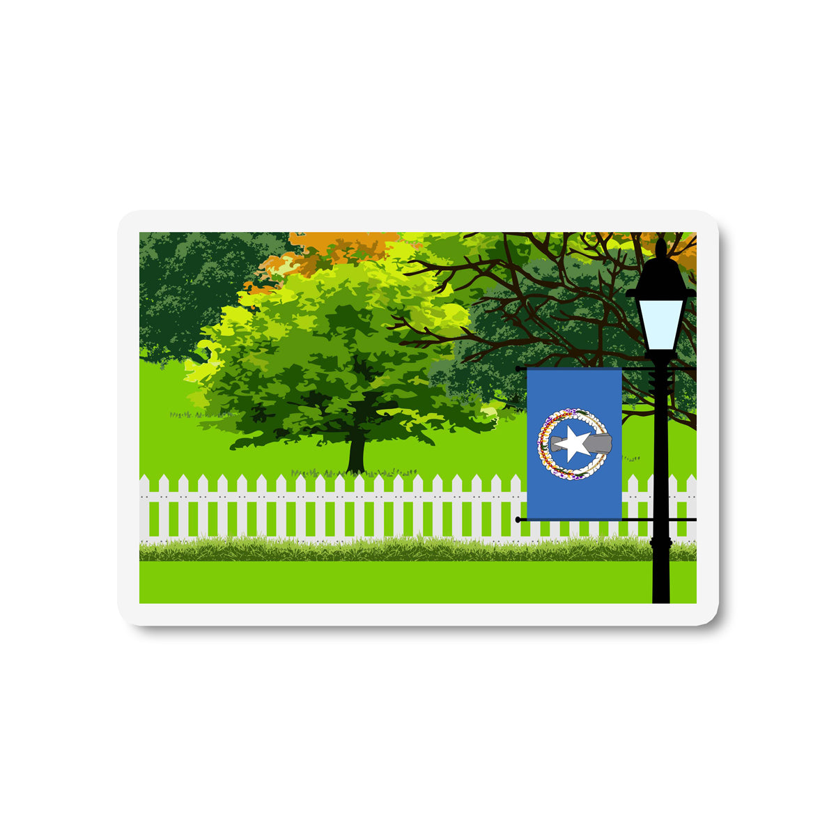 Northern Mariana Islands Trees Street Lamp Fridge Magnet