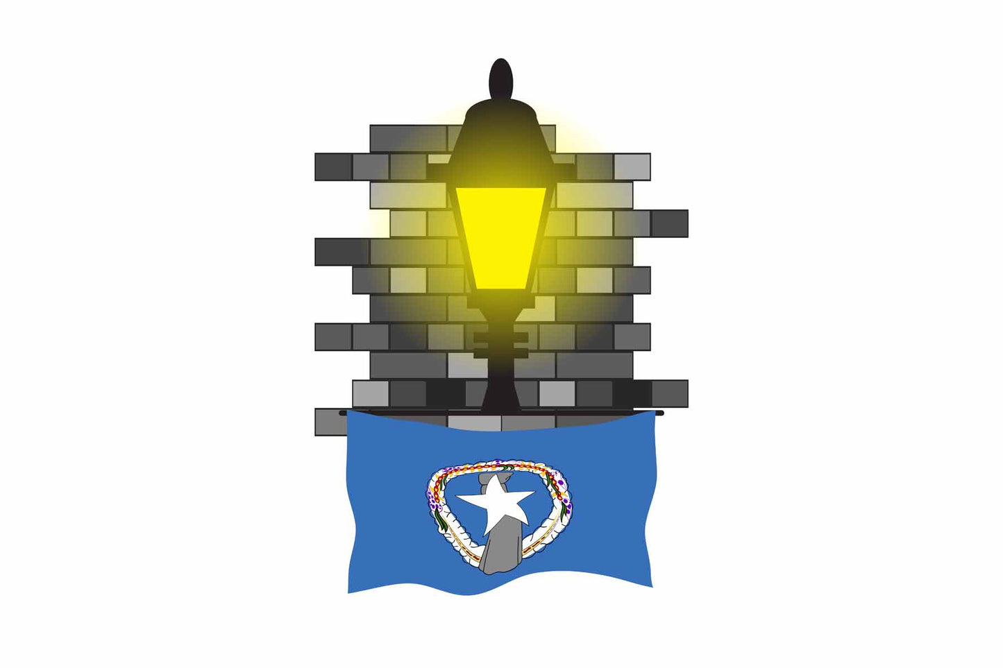 Northern Mariana Islands Street Lamp Bricks Sticker