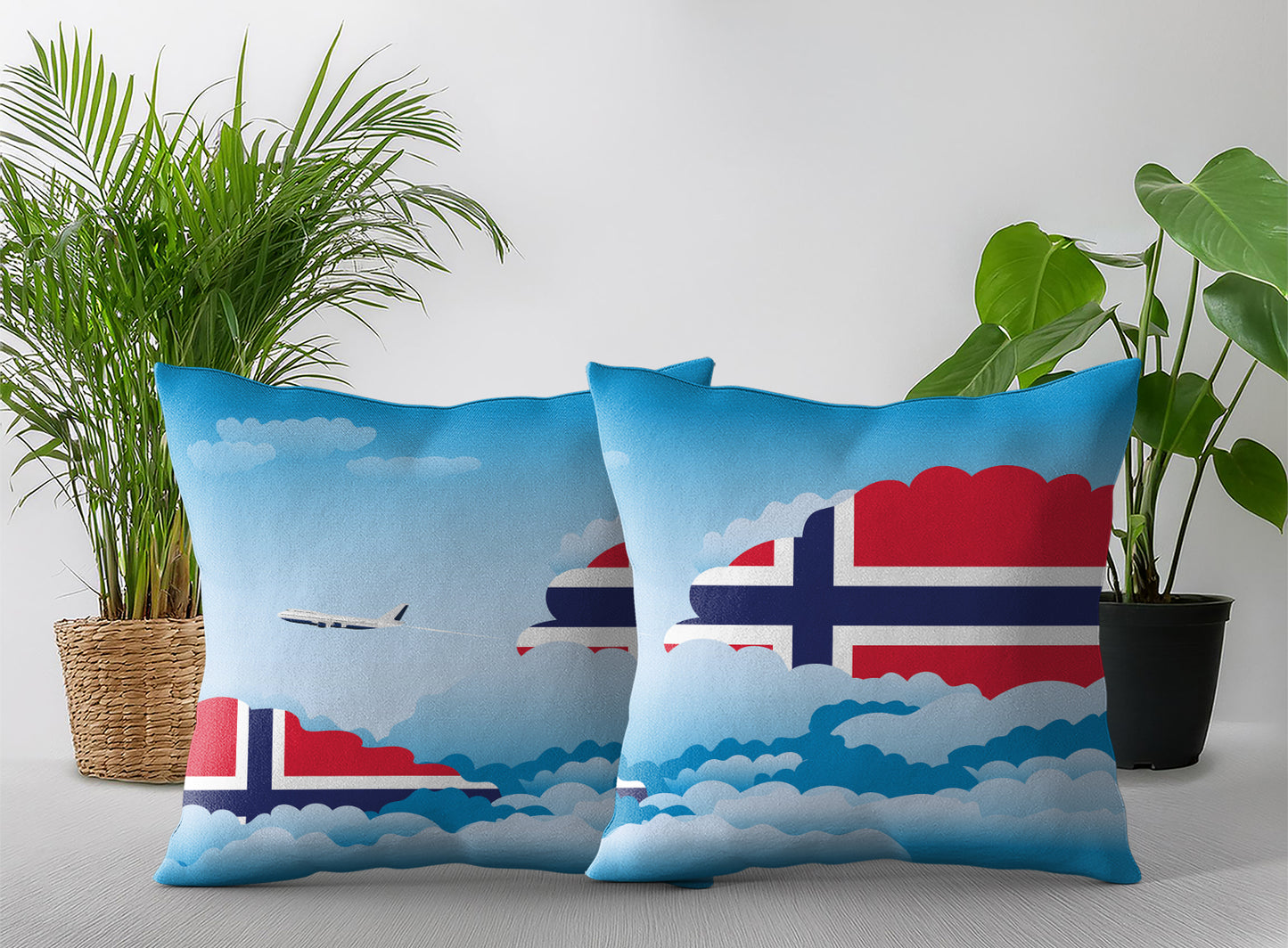 Norway Day Clouds Pillow Case and Pillow Throw