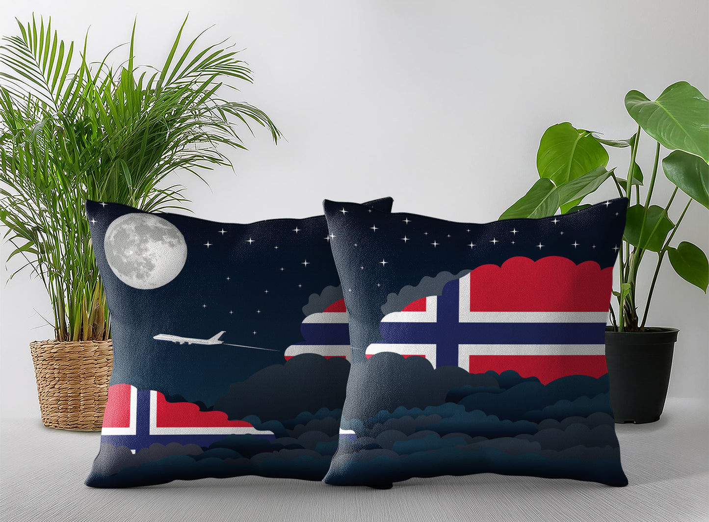 Norway Night Clouds Pillow Case and Pillow Throw