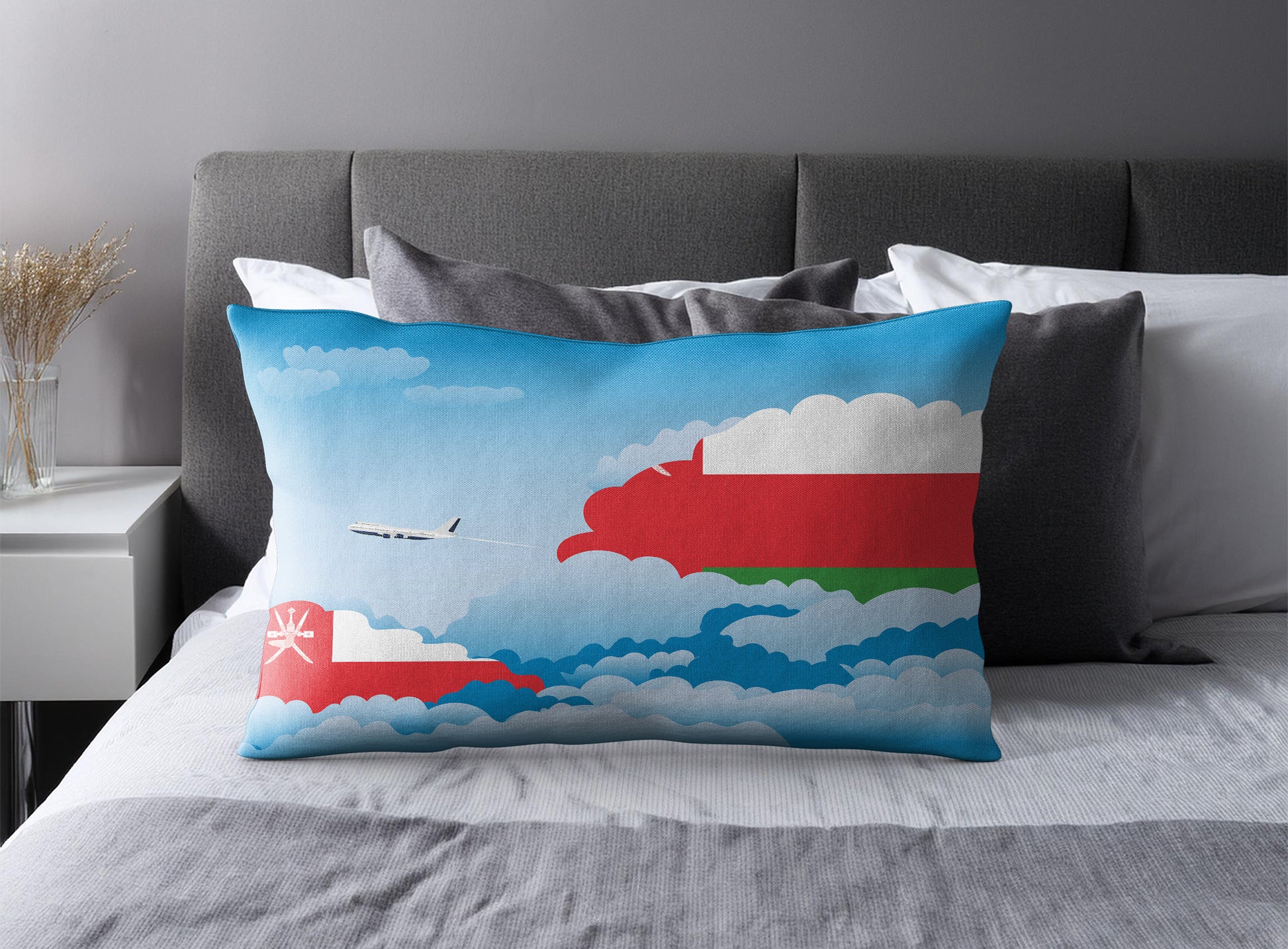 Oman Day Clouds Pillow Case and Pillow Throw