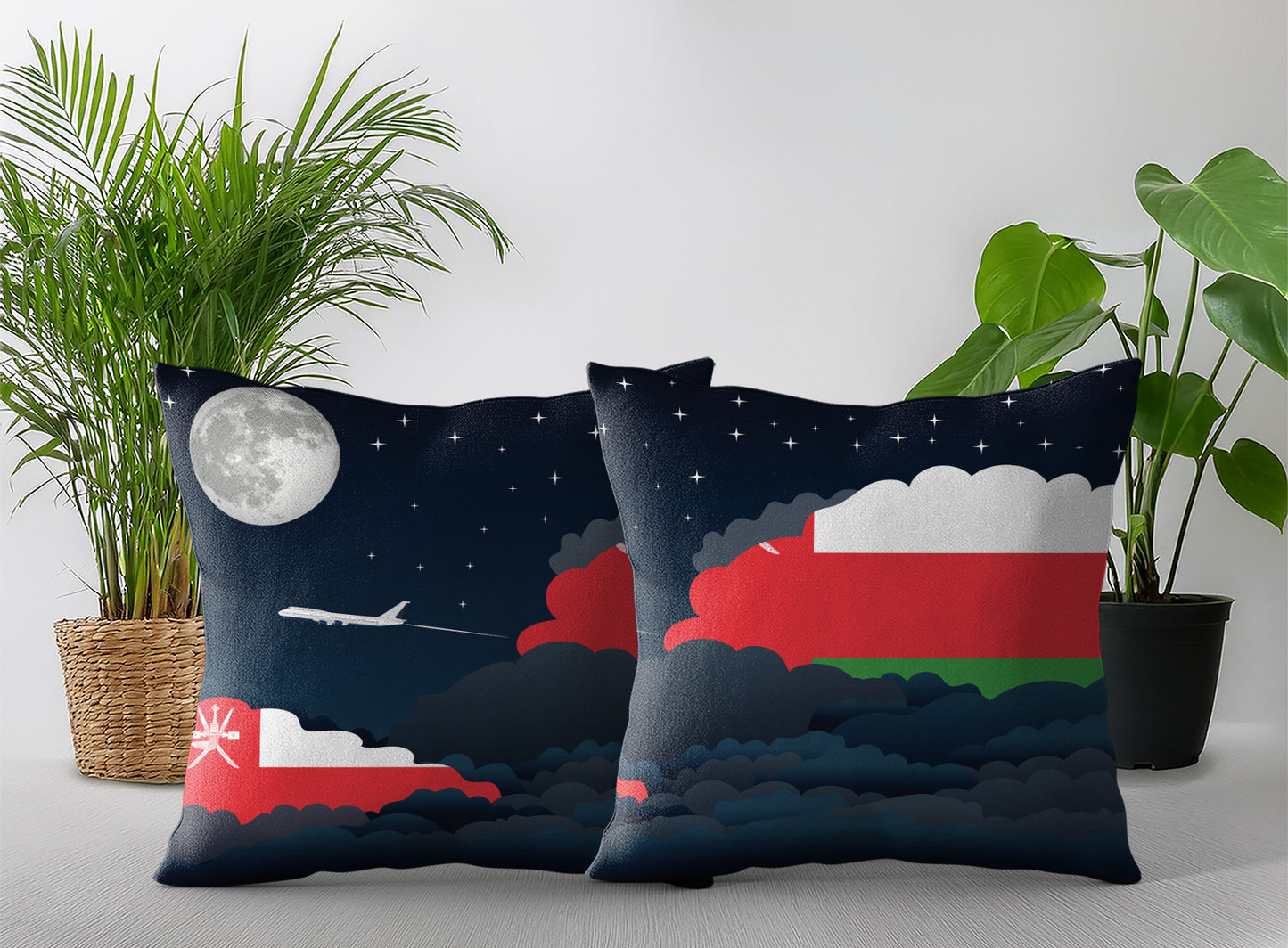 Oman Night Clouds Pillow Case and Pillow Throw