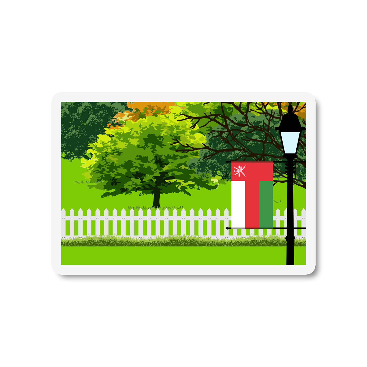 Oman Trees Street Lamp Fridge Magnet