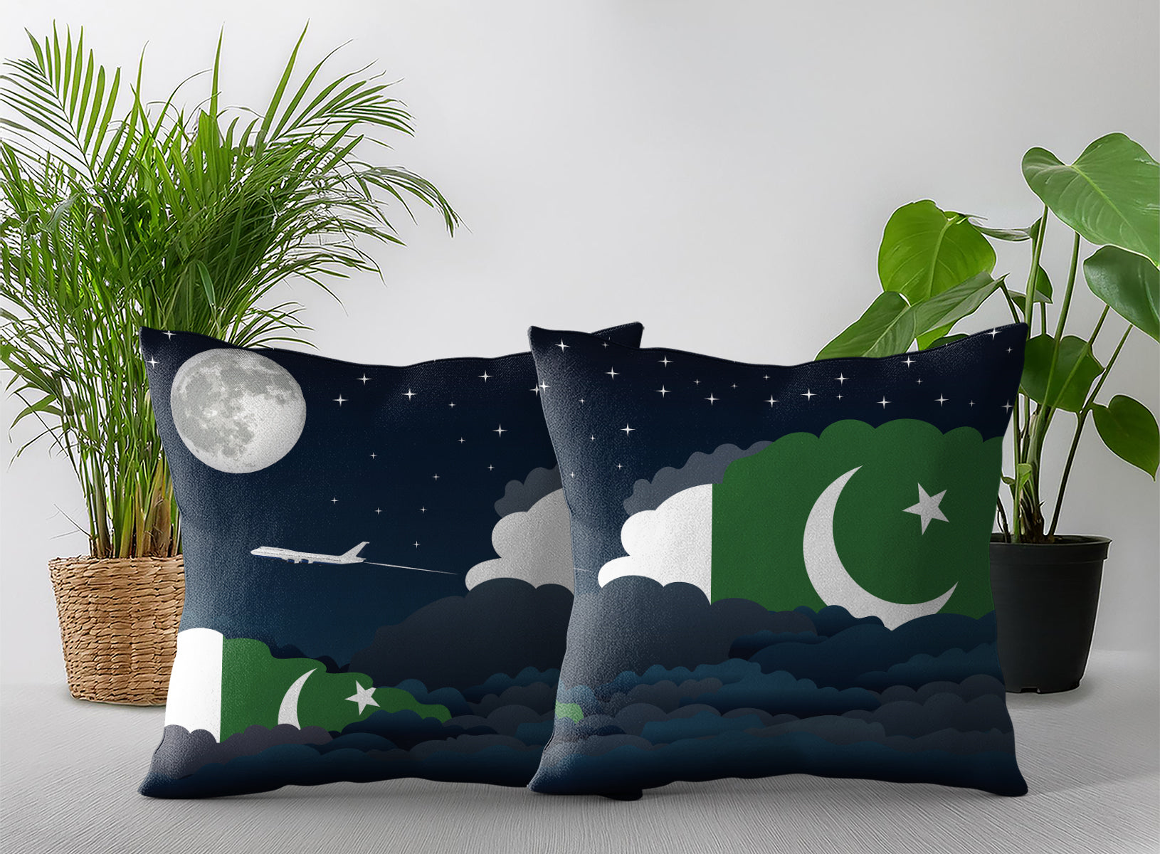 Pakistan Night Clouds Pillow Case and Pillow Throw