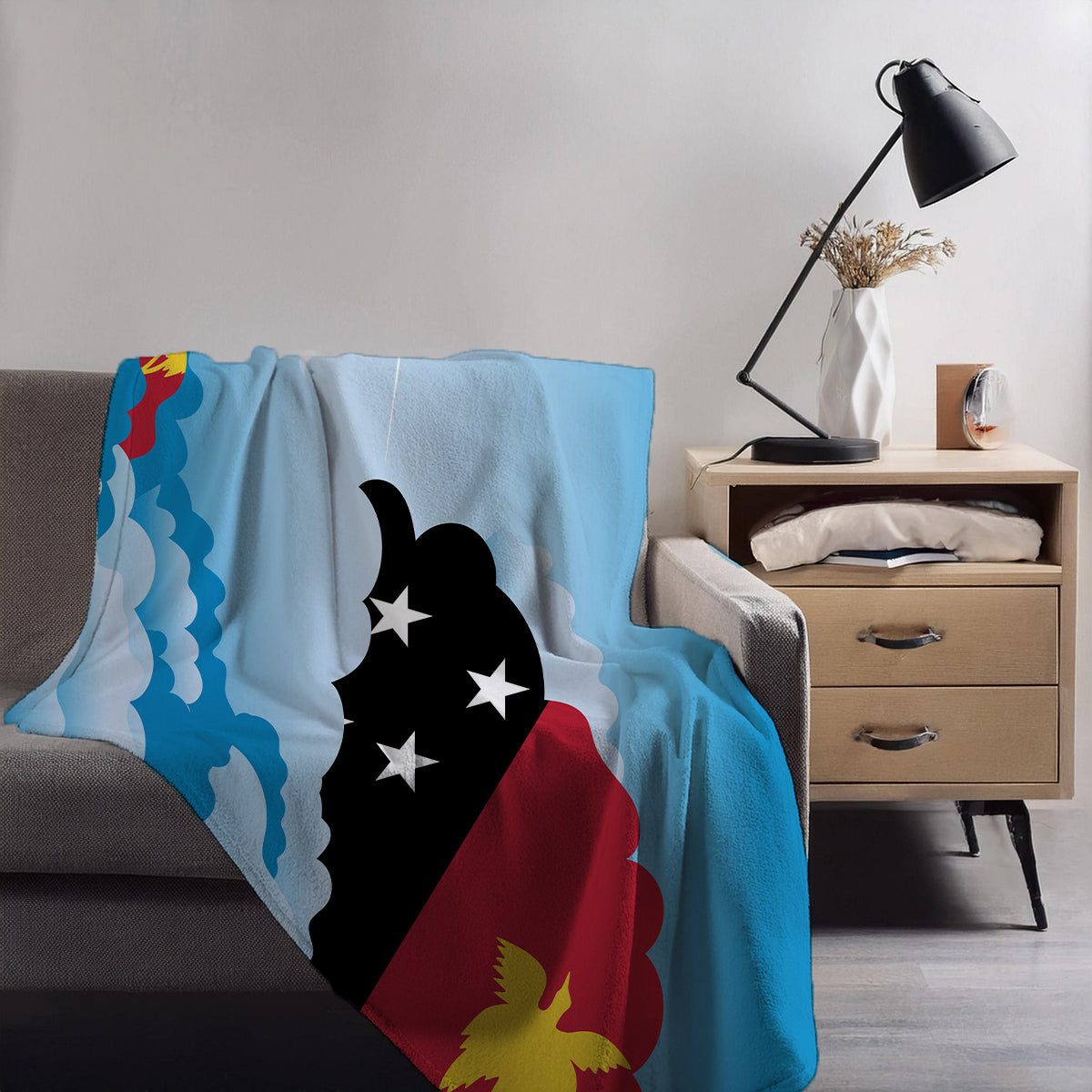 Papua New Guinea Day Clouds Blanket Throw