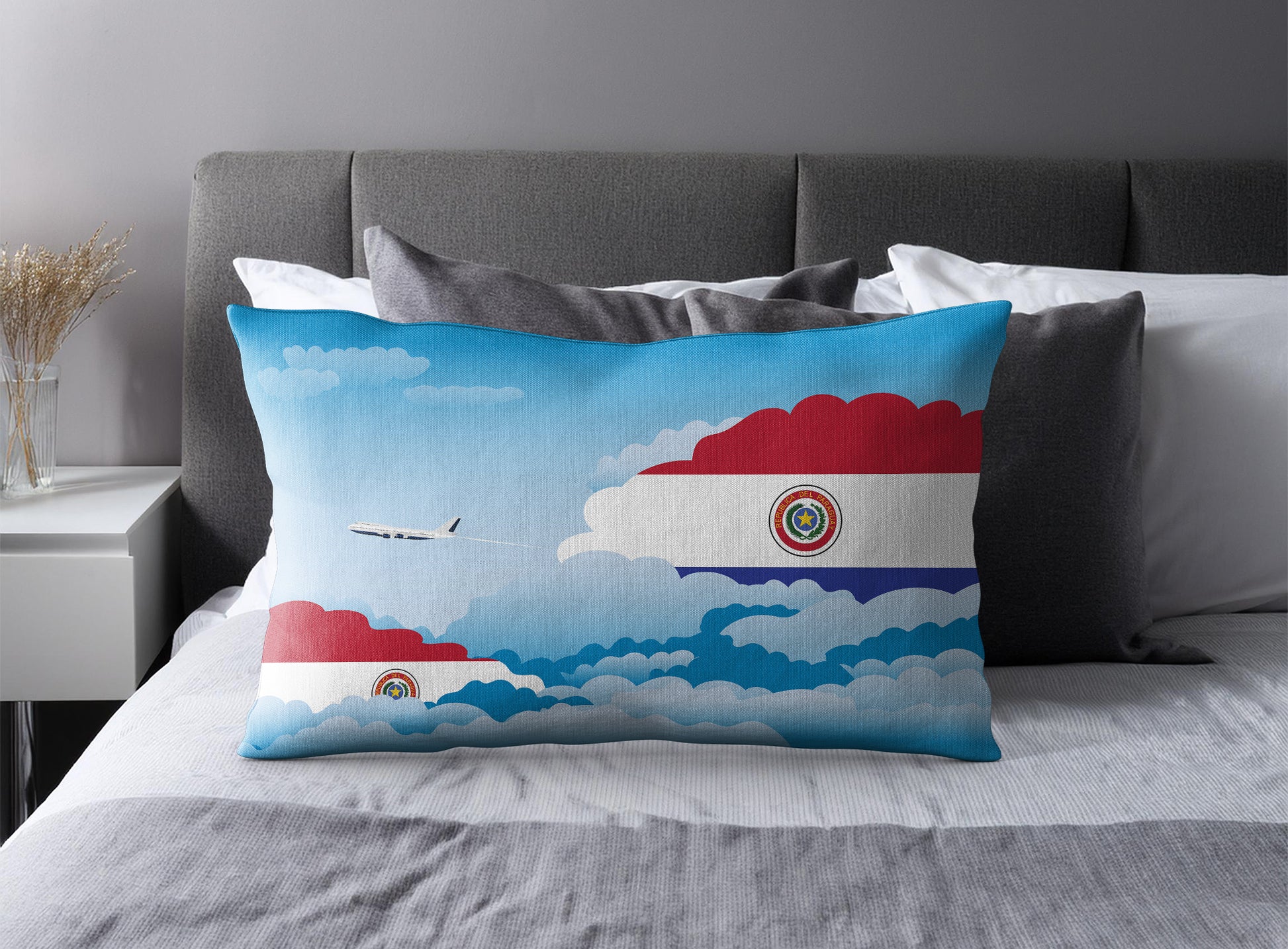 Paraguay Day Clouds Pillow Case and Pillow Throw